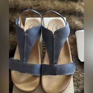 Taos sandals, dark blue, size 9, brand new.  Two adjustment straps.